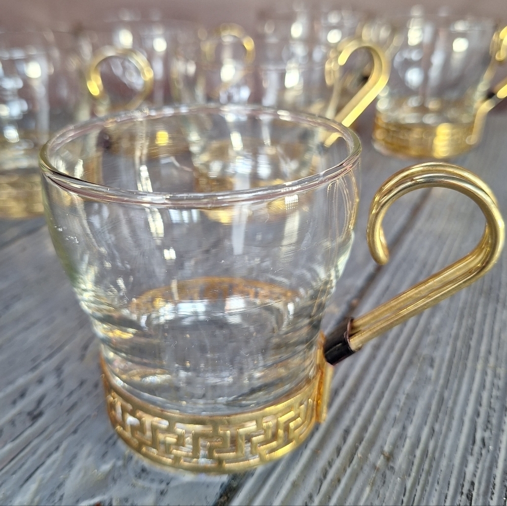 Vintage Libbey Glass Co. "Greek Key" Continental Coffee Cups 6 - Picture 6 of 10